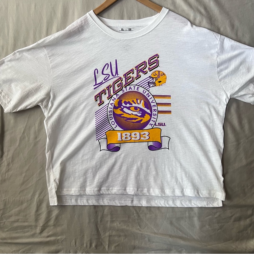 Pressbox White and Purple Short Sleeve Tee with Retro Design